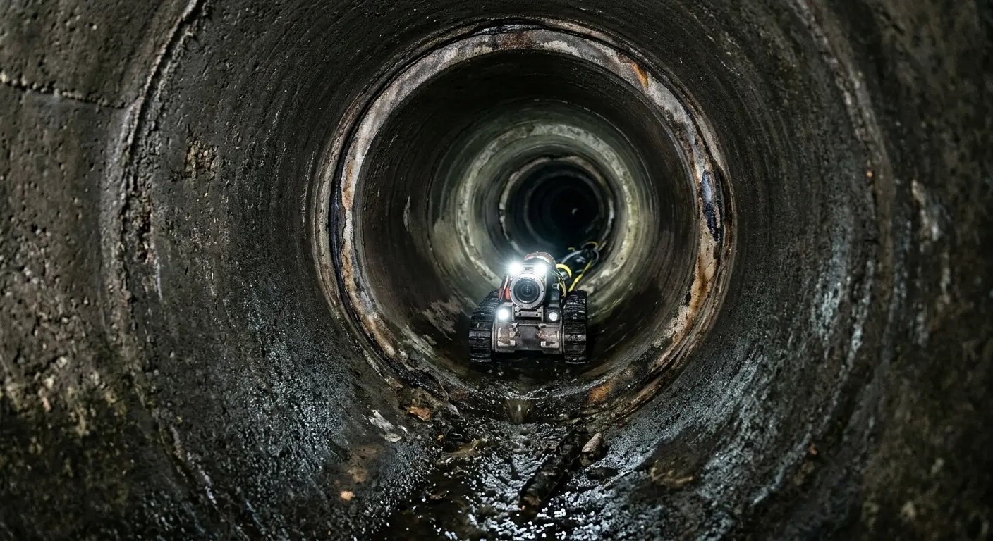 Robotic sewer camera inspecting pipe interior for Drain Snake Service in Santa Barbara